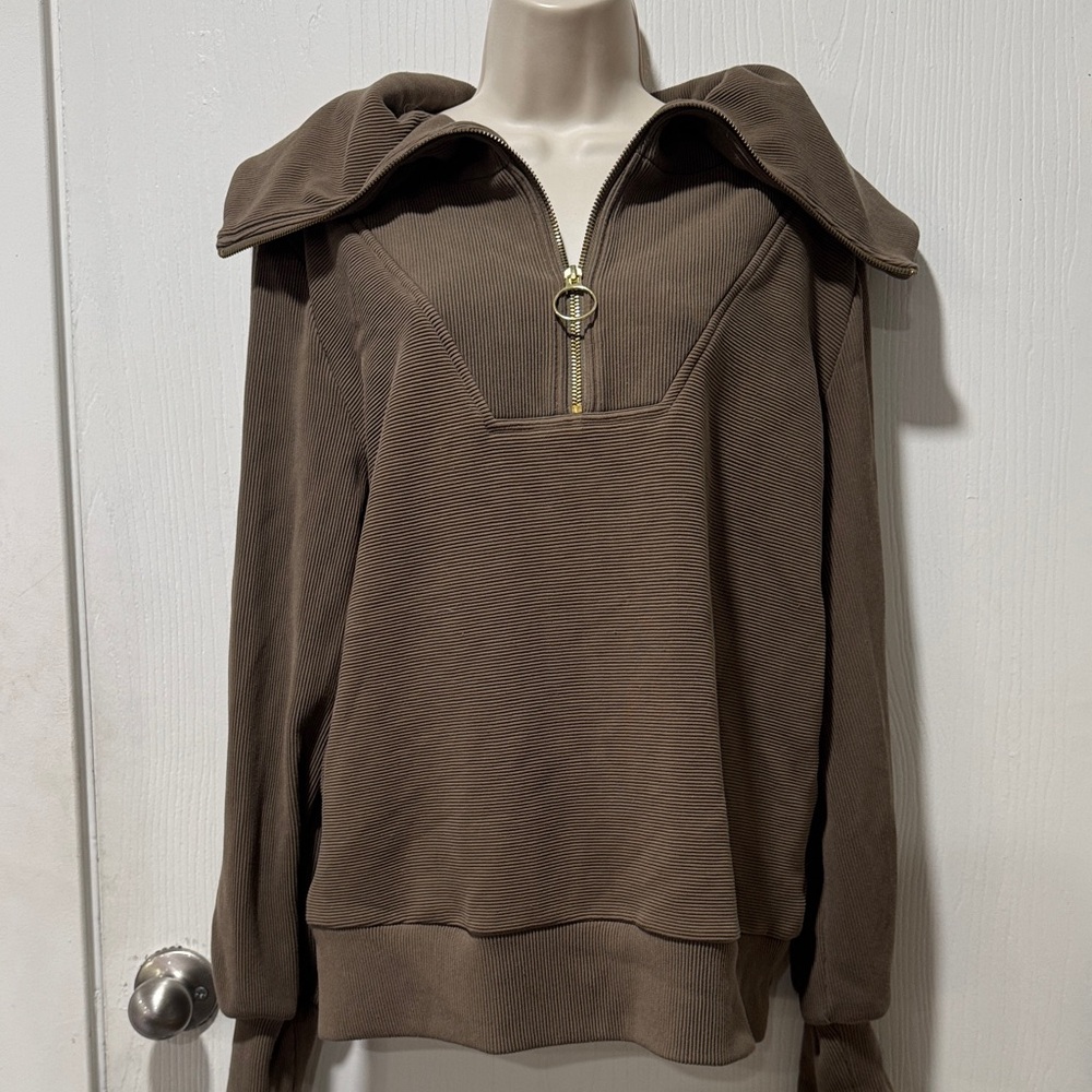 Varley ottoman quarter zip olive Zip-Up Sweater with Collar size XS